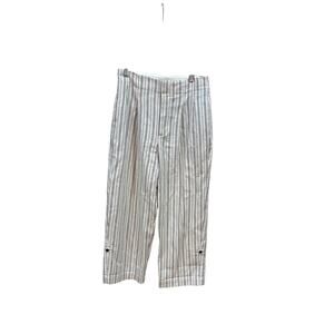 Alice + Olivia White Black 100% Cotton Striped High Waisted Capri Pants Size 0